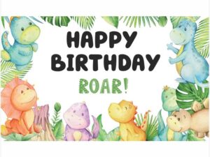 Dinosaur Theme Birthday Banner - Roar into Fun: Dinosaur Theme Kids Party Banner
