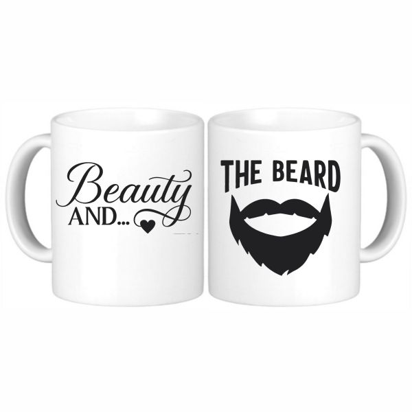 Beauty and the Beard Couples Coffee Mug Set - Romantic Gift for Him and Her