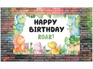 Alternative view of Dinosaur Theme Birthday Banner - Roar into Fun: Dinosaur Theme Kids Party Banner