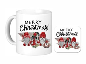 Christmas Gnome Coffee Mug & Coaster Set